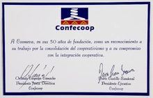 Diploma y cartas Confecoop