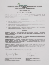 Resoluci&oacute;n Comit&eacute; Regional Medell&iacute;n de administraci&oacute;n 